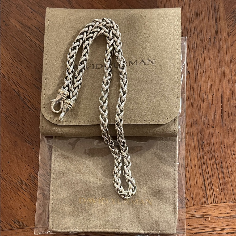 18” Authentic David Yurman 925 Sterling Silver Braided Wheat Necklace